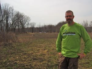 Nick's standing in front of our space at Michigan Micro-Farm